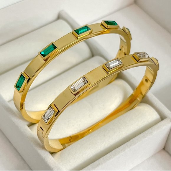 Bangles with Gemstones Bangle Bracelets for Women Gold Bangles Unique Bangles - Picture 7 of 9